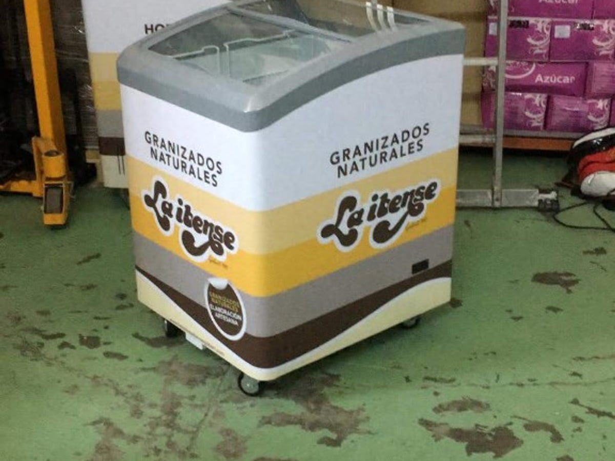 Congelador La Ibense con vinilo de marca